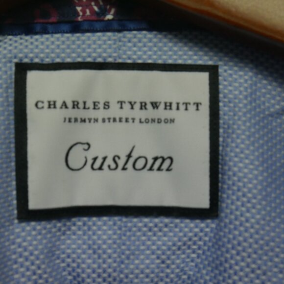 Charles Tyrwhitt Custom Light Blue Dress Shirt with Floral Trim Details - Picture 14 of 14